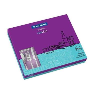 Imagem de Faqueiro 84 Peças Cosmos Aço Inox Tramontina Com Facas Para Churrasco,