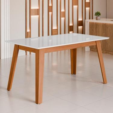 Imagem de Mesa De Jantar Com Vidro 6 Lugares Multimóveis Cr50230 Cinamomo-off White