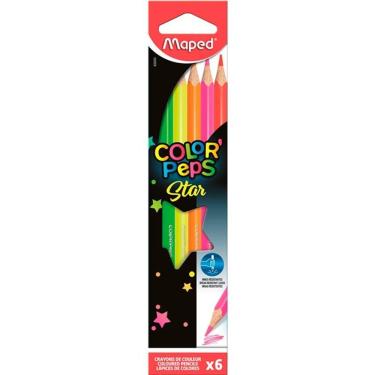 Imagem de Lápis de Cor Maped Color Peps Fluo-Neon com Formato Triangular Ergonômico 6 Unidades Neon