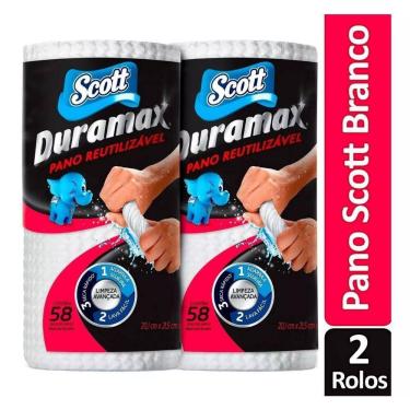Imagem de Pano Reutilizável Multiuso Duramax Branco Kit 2 Rolos com 58 Unidades Cada para Limpeza...