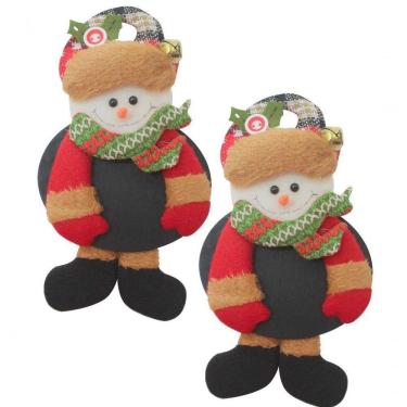 Imagem de Kit 2 Enfeite Pendente de Natal Boneco de Neve com Lousa Decorativa 18CM Outras Marcas