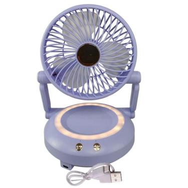 Imagem de Ventilador de Mesa Dobrável 3W 16cm 3 Velocidades Lilás BSL3813 com Iluminação LED e US...
