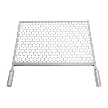 Imagem de Grelha para Churrasqueira Grelha Moeda Inox 430 com Cabos de Madeira para Área Gourmet...