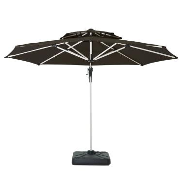 Imagem de Ombrelone 3m Marrom Alumínio Articulado Em Poliéster para Piscinas e Hotéis e Proteção Contra UV