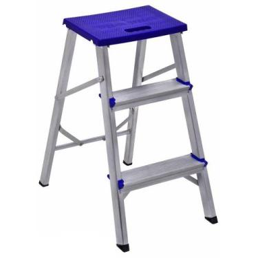 Imagem de Banqueta Real Escada Alumínio 3 Degraus 120kg Dobrável - REAL ESCADAS