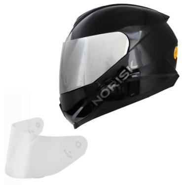 Imagem de Capacete Moto Masculino Norisk Razor Preto Viseira Prata, Preto Brilho