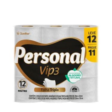 Imagem de Papel Higiênico Neutro Tripla Folha Personal VIP3 - 12x20m