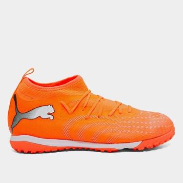 Imagem de Chuteira Infantil Society Puma Future 9 Match Unissex, Laranja, 33