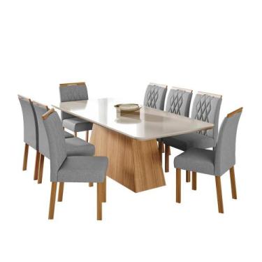 Imagem de Mesa para Sala De Jantar Helena 210 x 100 cm e 8 Cadeiras Juliana Wood