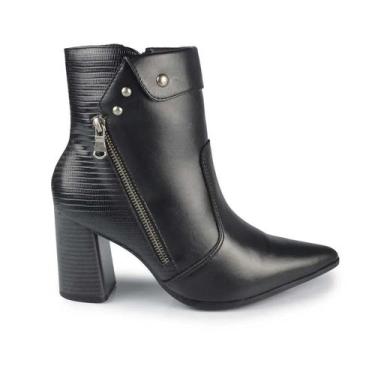 Imagem de Bota Cano Curto Ramarim Feminina Salto Bloco Alto 2558131 Preto, 35, P