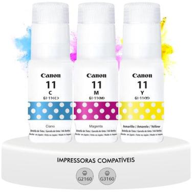 Imagem de Kit 3 Refis Tintas Gi11 Gi 11 Coloridas Original Canon Para Impressora