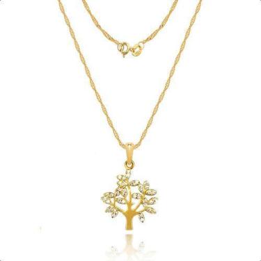Imagem de Cordão Feminino 50cm Ouro 18k Pingente Árvore Da Vida - Paulistana Joi