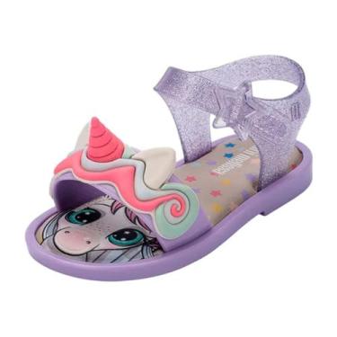 Imagem de Sandália Infantil Menina Conforto Leve Unicórnio Mini Melissa, Lilás, 