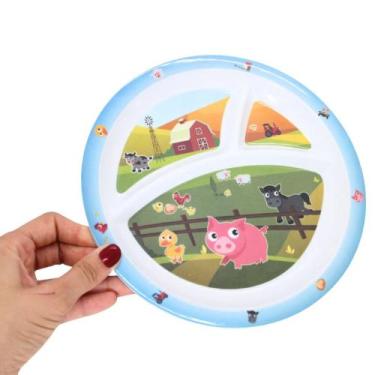 Imagem de Prato infantil com 3 divisoria - CLINK, FAZENDINHA