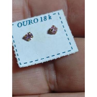 Imagem de Brincos Infantil Rosa Ouro 18 K 3 mm - Brinco Ouro 18 Kilates