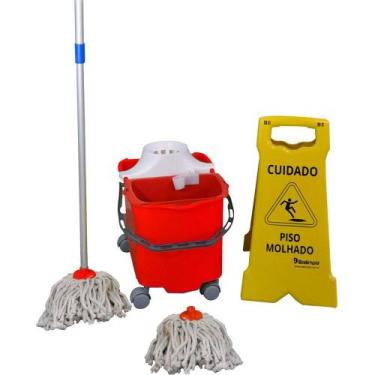Imagem de Conjunto Limpeza Vermelho Doblô Completo 7 Peças Bralimpia