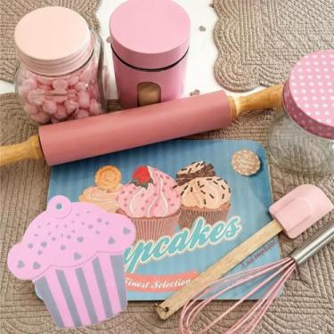 Imagem de Descanso De Panela Em Silicone Estampa Cupcake Rosa - Plásvale