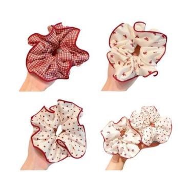 Imagem de Elásticos De Cabelo Com Laço De Bolinhas Vermelhas Para Meninas, Laços