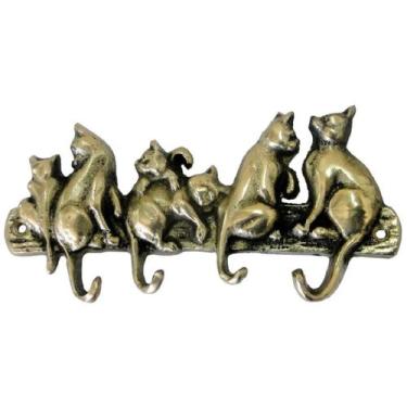 Imagem de Porta Chaves Gatos Bronze Decoração Presentes Gatinho Animal - Wilmil