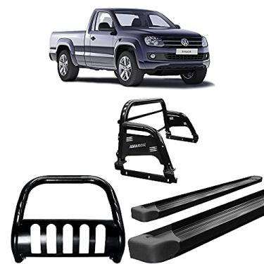 Imagem de Kit Quebra Mato +Estribo Alumínio +Santo H3/AMAROK CS PRETO