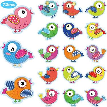 Imagem de 72 peças de recortes de pássaros boho multicoloridos recortes de pássaros decoração de quadro de avisos para sala de aula suprimentos de festa de aniversário