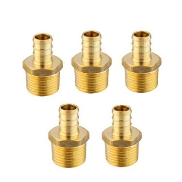 Imagem de Adaptador masculino de latão Eficield para encaixe de PEX – para conexão PEX – 5 peças, 1/2" x 1/2"