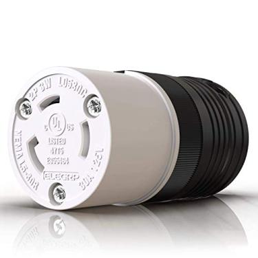 Imagem de ELEGRP NEMA L5-30R Conector de bloqueio, conector adaptador de trava de torção do gerador, 30 Amp 125V 2 polos 3 fios aterramento, grau industrial resistente, certificado UL (1 unidade, preto/branco)