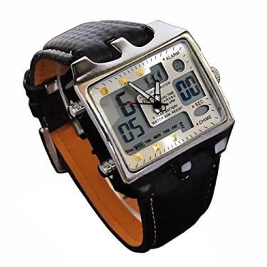 Imagem de ShoppeWatch Relógio masculino de árbitro de futebol grande mostrador quadrado LED duplo tempo analógico digital acende cronômetro pulseira de couro Reloj Deportivo para Hombre Cronometros Wacht,
