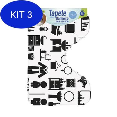 Imagem de Kit 3 Tapete Decorado Banheiro Com Recorte Vaso Estampado