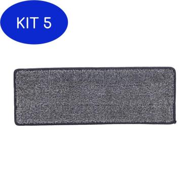 Imagem de Kit 5 Refil Limpeza Flat Mop Lavável Microfibra Troca Fácil