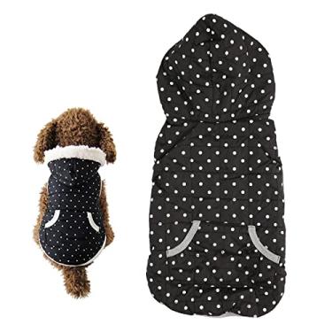 Imagem de Colete de inverno para animais de estimação, roupas de cachorro acolchoadas de bolinhas elegantes com capuz espesso para cachorros frios para cães pequenos med(S-Colete de bolinhas)
