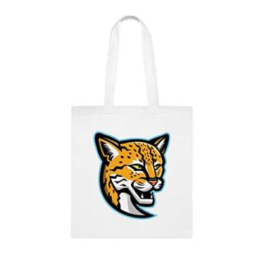 Imagem de Margay Head Mascote, Presente para Amante de Mascote, Bolsa de Ombro Mascote, Sacos Reutilizáveis para Mascote, Cesta de Aniversário de Natal, Branco