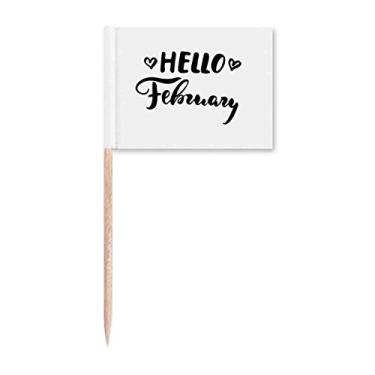 Imagem de Hello February Quote Handwritten Toothpick Flags Marker Topper Decoração de Festa