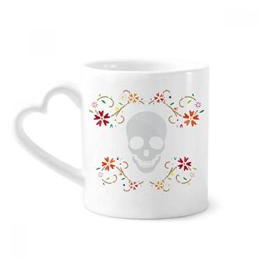 Imagem de Caneca com ilustração de caveira de flores caneca de café cerâmica copo de coração de vidro
