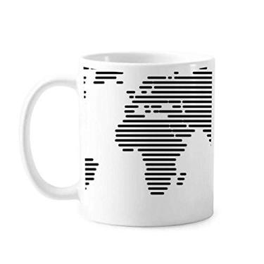 Imagem de Caneca simples com estampa de mapa do mundo de linha preta cerâmica xícara de porcelana de café louça