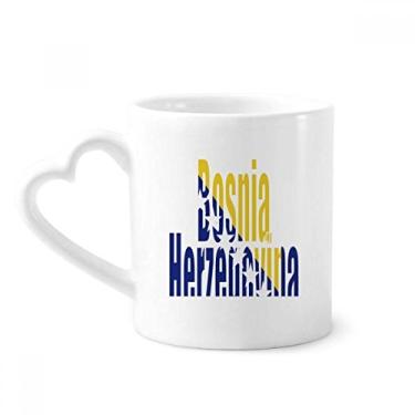Imagem de Caneca com nome da bandeira da Bósnia Herzegovina Caneca de café cerâmica copo de coração de vidro