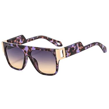 Imagem de Óculos de Sol Quadrado Feminino Metal Rebites Decoração Armação Retangular Óculos Óculos de Sol Masculino UV400, C5, Tamanho Único