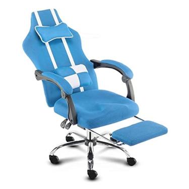 Imagem de cadeira de escritório escrivaninha e cadeira cadeira de computador ergonômica reclinável cadeira de escritório com pé elevador cadeira giratória poltrona apoio de cintura cadeira de jogos (cor: azul)