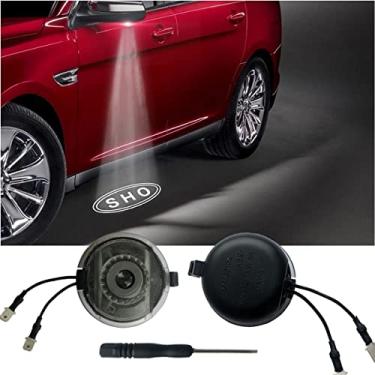 Imagem de Luzes de LED brancas com o logotipo do espelho lateral compatível com o logotipo Taurus SHO 2010-2022 ano