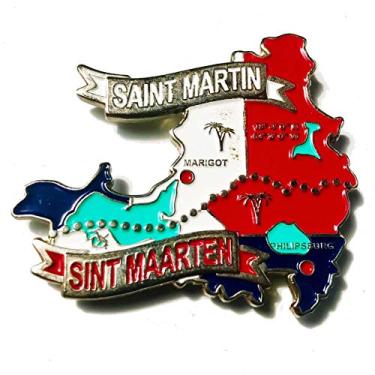 Imagem de Imã Sint Maarten – Imã Mapa Sint Maarten Bandeira Cidades Símbolos - Mapa Mundi Magnético - Imã Geladeira São Martinho