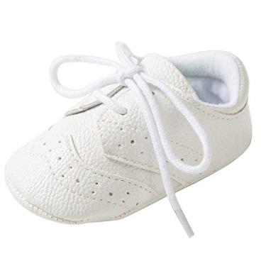 Imagem de Csfry Sapatos de berço macios para bebês meninos, White/C098, 6-12 Months Infant