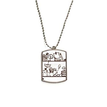 Imagem de DIYthinker Linda ilustração para crianças, estante de livros, corrente de aço inoxidável, pingente de identificação para cães, colar para animais de estimação