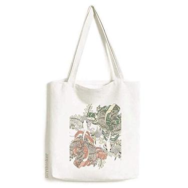 Imagem de Carpa verde vermelha Art Deco presente moda sacola sacola sacola de compras bolsa casual bolsa de mão