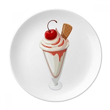 Imagem de Copo cônico cereja para sorvete doce, prato decorativo de porcelana Salver louças de jantar