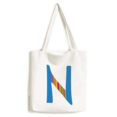 Imagem de N Alphabet Sacola de lona com estampa de frutas laranjas e bolsa de compras casual