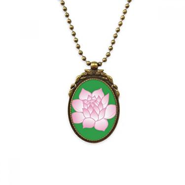 Imagem de DIYthinker Colar de flor flor flor de lótus padrão rosa antigo chaveiro pingente de contas vintage