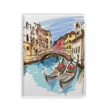Imagem de Caderno de pintura em aquarela com paisagem da Itália Veneza, capa de goma
