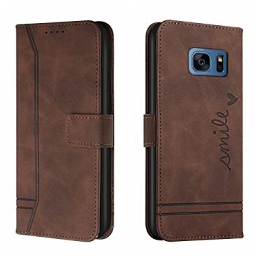 Imagem de Tampa do caso do telefone celular Compatible with Samsung Galaxy S7 Wallet Case,Shockproof TPU Protective Case,PU Leather Phone Case Magnetic Flip Folio Leather Case Card Holders (Color : Brown)