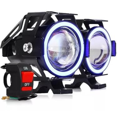 Imagem de Par Farol De Milha Led Auxiliar U11 30w Angel Eyes Projetor 12v para Moto e Neblina com Botão Liga/Desliga (BRANCO)