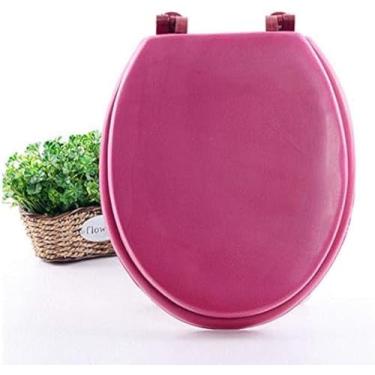 Imagem de Assento De Vaso Sanitário Doméstico, Capa De Vaso Sanitário Acolchoada De Espuma De Vinil Macio Redonda/oval/em Forma De V De 17,9", 4 Cores Opcionais.,U-vermelho,Serene16
